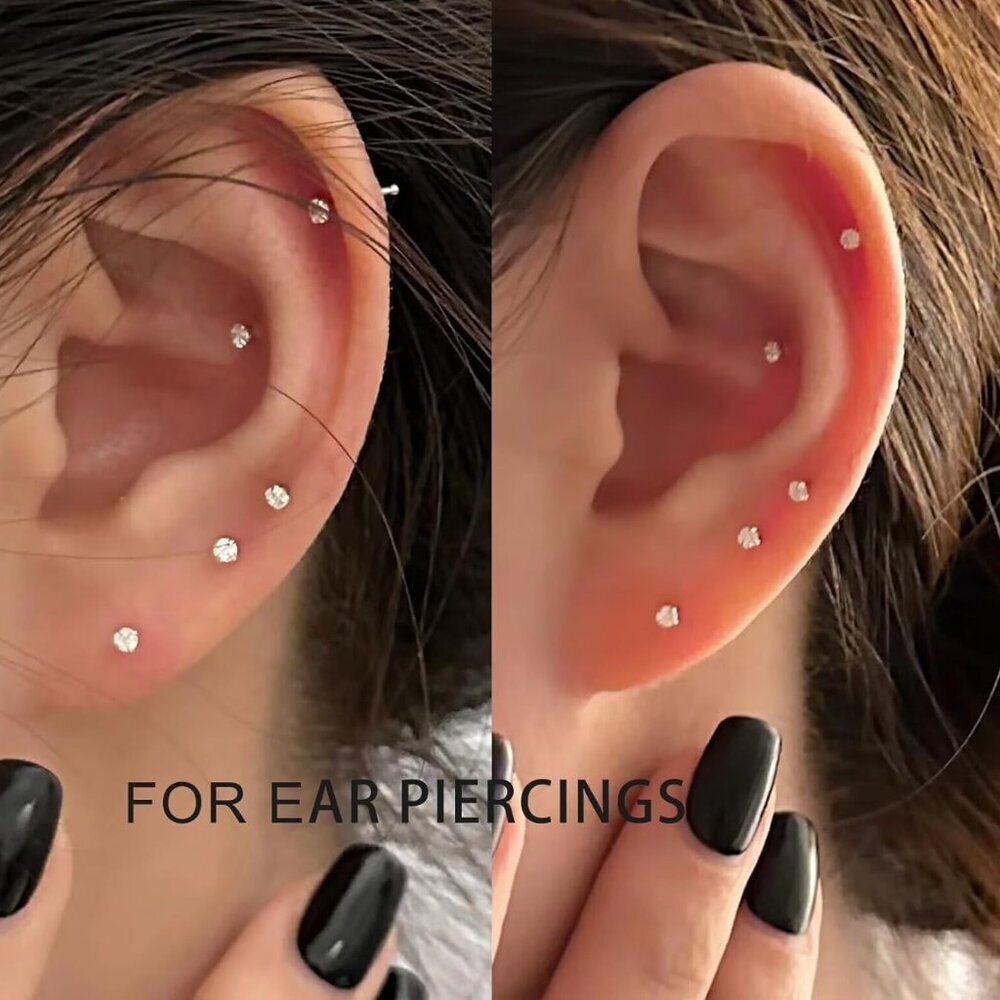 Titanium Nose Studs Flat Back Hypoallergenic 6mm … - image 6